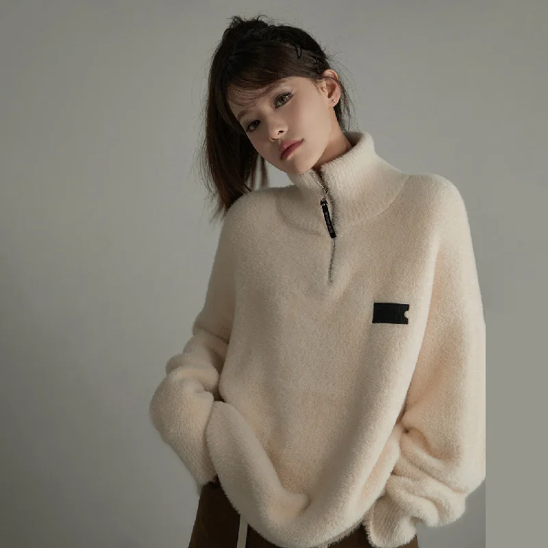 Don't Miss Out Half Zip Up Soft Fleece Sweater