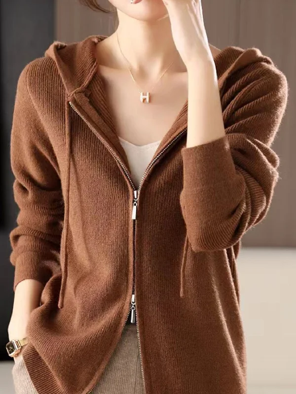 Crazy Savings Drawstring Zip Up Long Sleeve Hooded Sweater