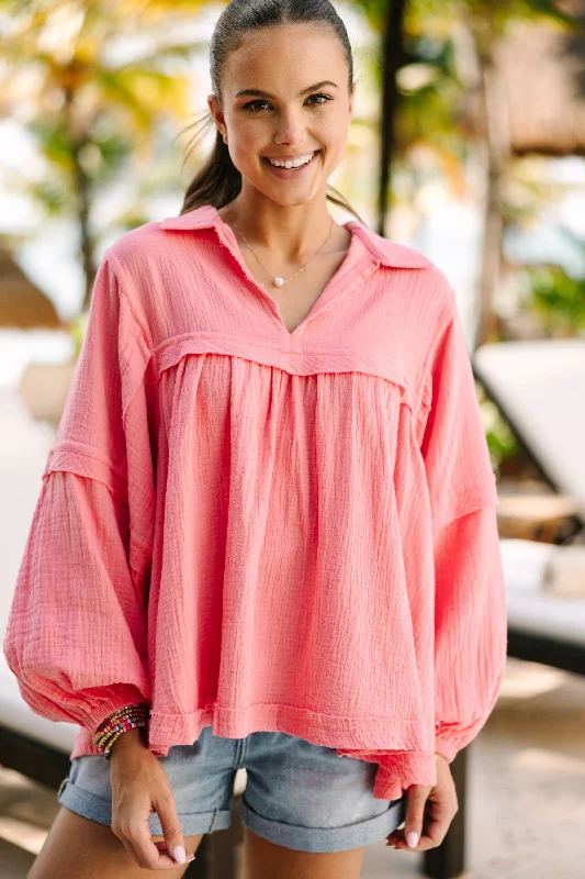 Big Savings Love Life Coral Orange Babydoll Top